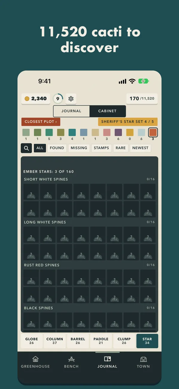The journal with collection pages of discovered cacti.