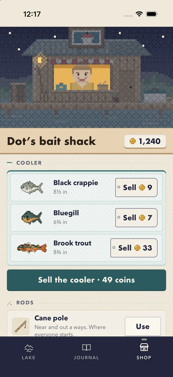 Dot's bait shack, selling the cooler.