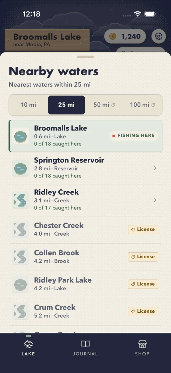 The Nearby waters list: real lakes, reservoirs and creeks near Media, PA.